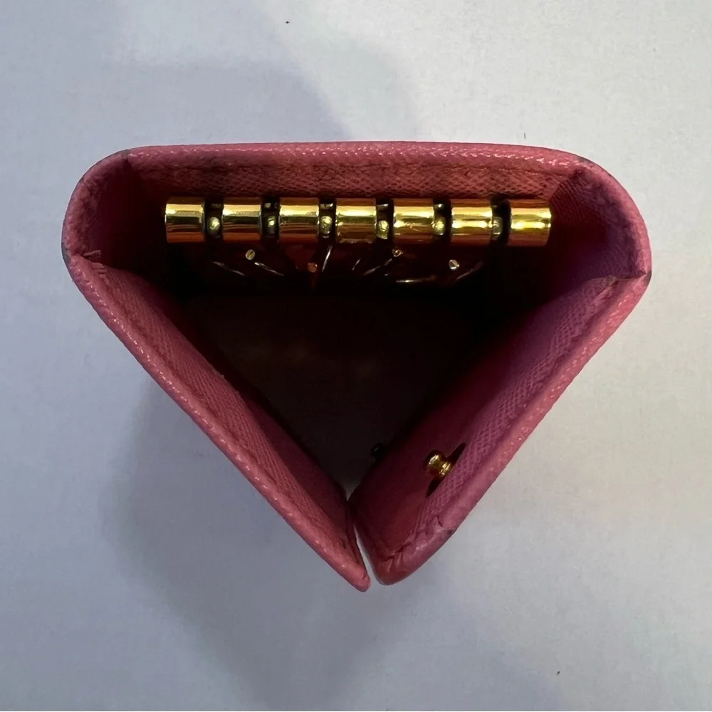 PRADA authentic Saffiano leather pink‎ key  card case with box